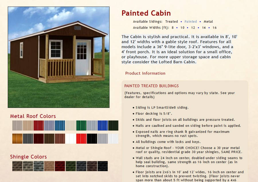 Painted Cabins Information | texasqualitybuildings.com 