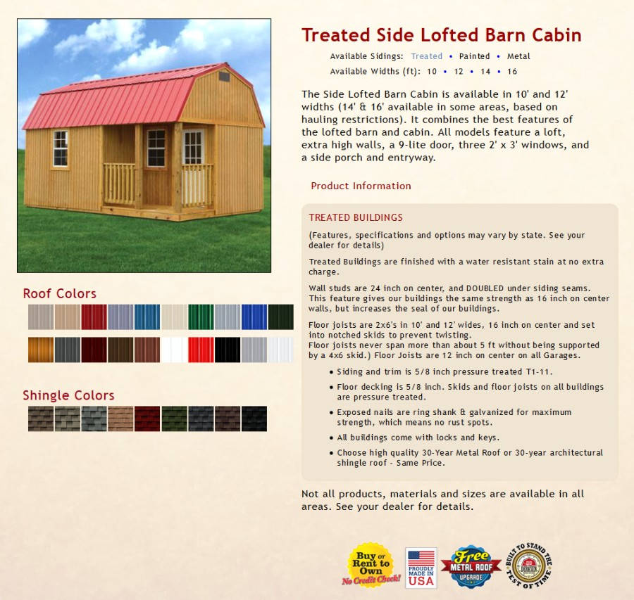 Treated Side Lofted Barn Cabin Information | texasqualitybuildings.com 