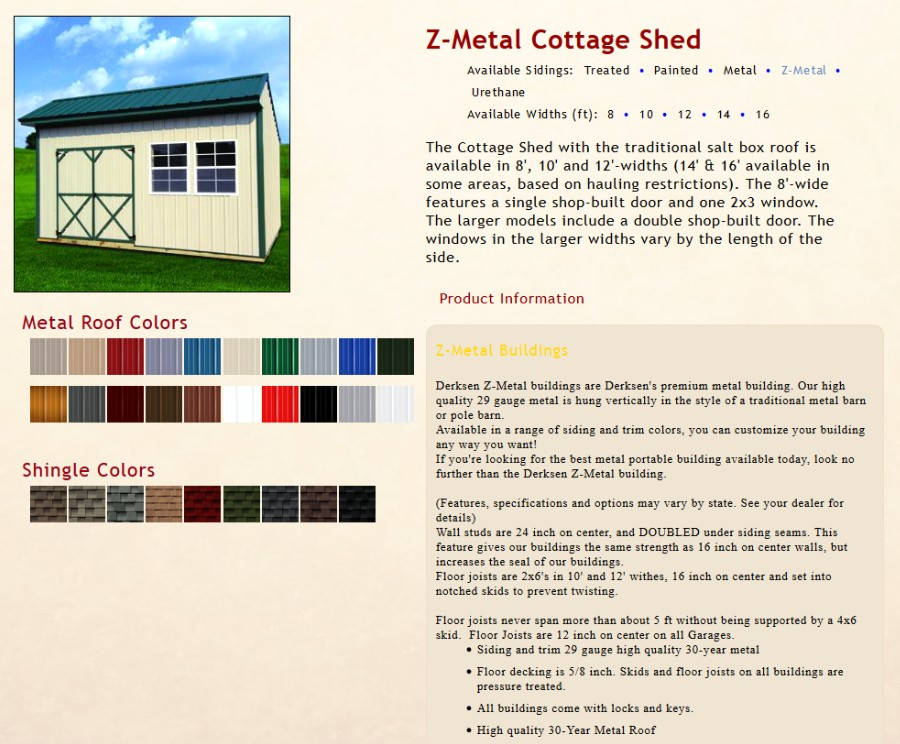 Z-Metal Cottage Shed Information | texasqualitybuildings.com 