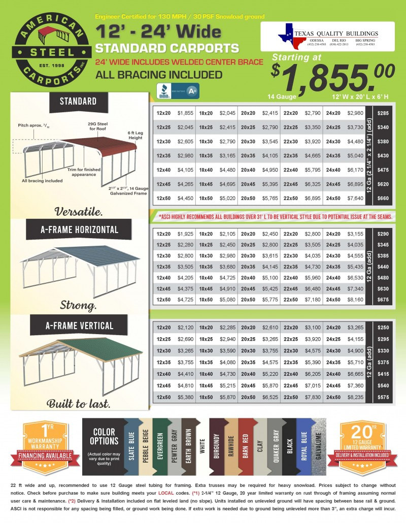 Carport pricing | texasqualitybuildings.com