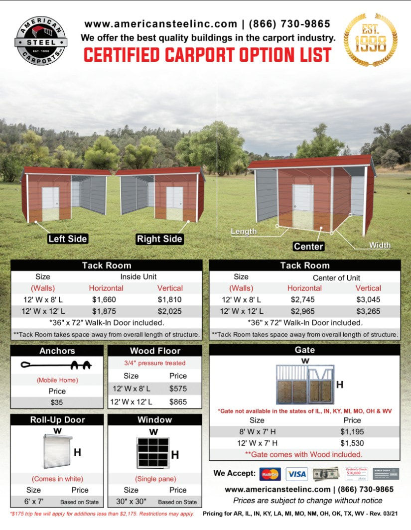 Loafing Sheds options and pricing | texasqualitybuildings.com