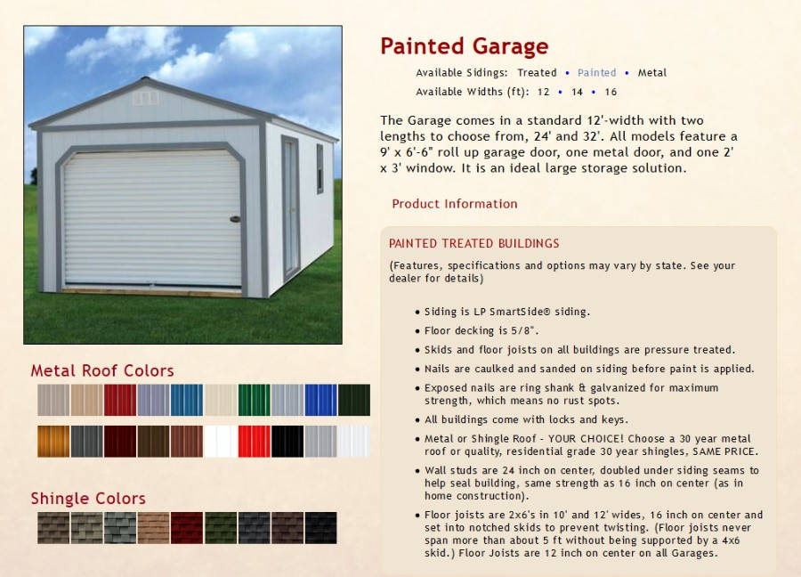 Painted Garage Information | texasqualitybuildings.com 