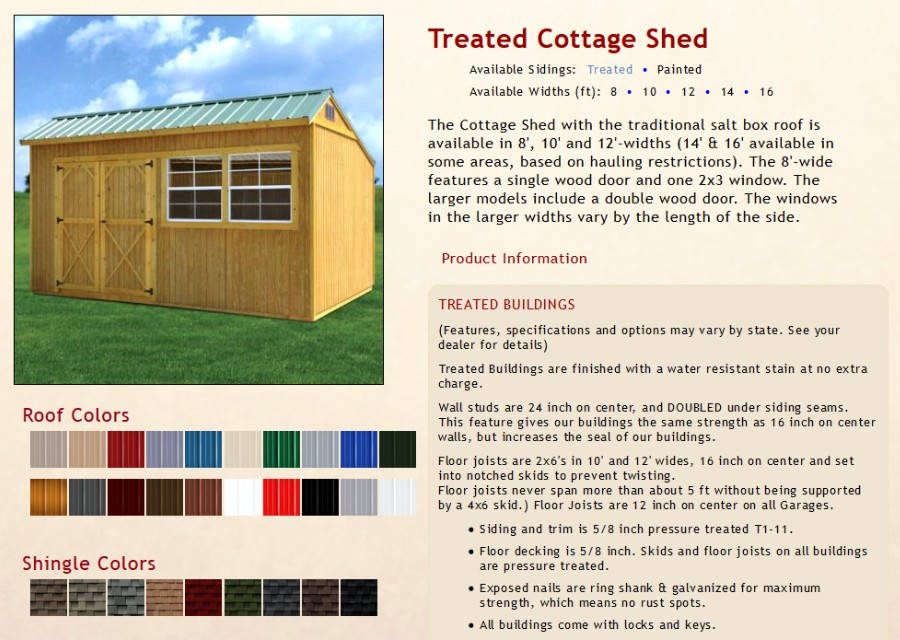 Treated Cottage Shed Information | texasqualitybuildings.com